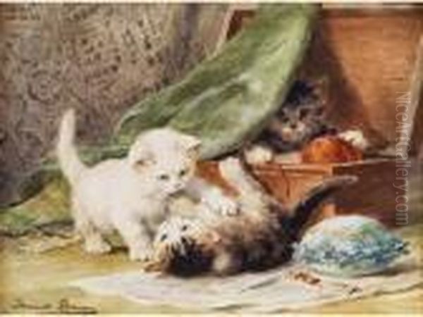 Spielende Katzen Oil Painting by Henriette Ronner-Knip