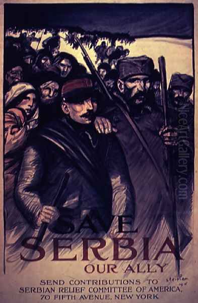 Save Serbia Our Ally, poster, 1915 Oil Painting by Theophile Alexandre Steinlen