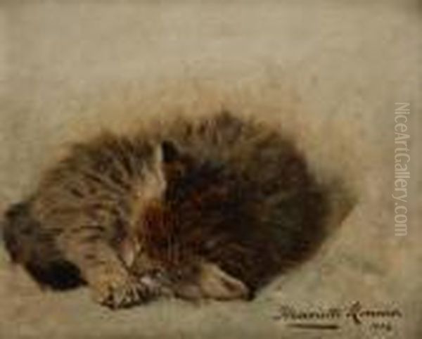 Chaton Endormi Oil Painting by Henriette Ronner-Knip