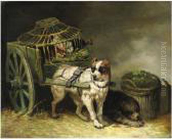 Coppia Di Cani Da Caccia Oil Painting by Henriette Ronner-Knip