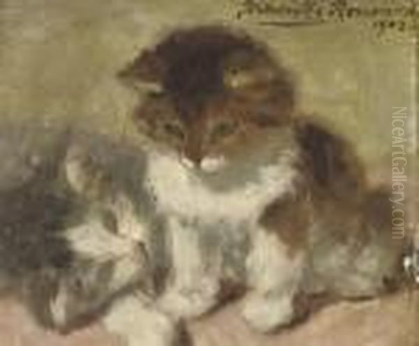 Ginger And Grey Oil Painting by Henriette Ronner-Knip