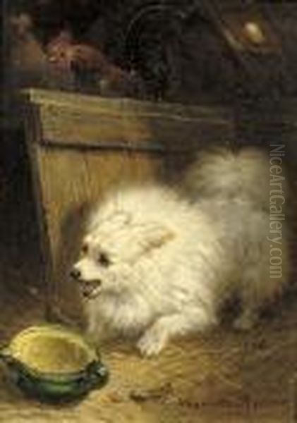 In The Barn Oil Painting by Henriette Ronner-Knip