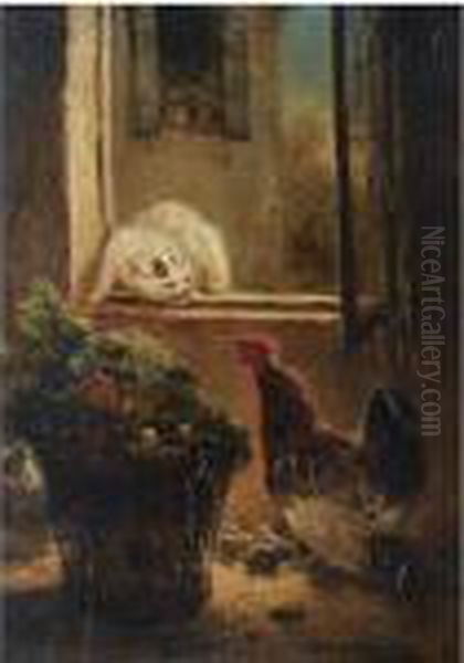 The Intruder Oil Painting by Henriette Ronner-Knip