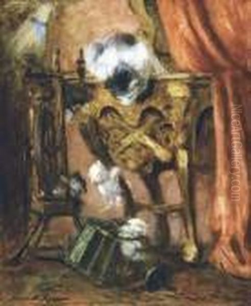 Kat En Kittens Bij Het Spinnewiel Oil Painting by Henriette Ronner-Knip