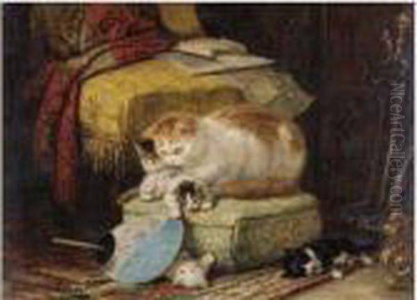 A New Hiding Place Oil Painting by Henriette Ronner-Knip