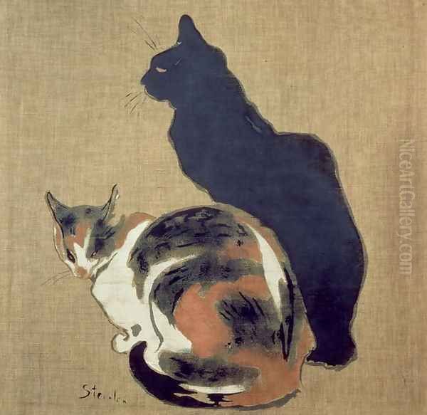 Two Cats, 1894 Oil Painting by Theophile Alexandre Steinlen