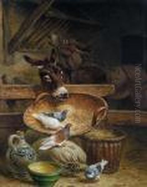 Nella Stalla Oil Painting by Henriette Ronner-Knip