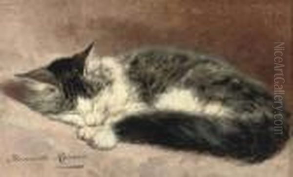 Taking A Nap Oil Painting by Henriette Ronner-Knip