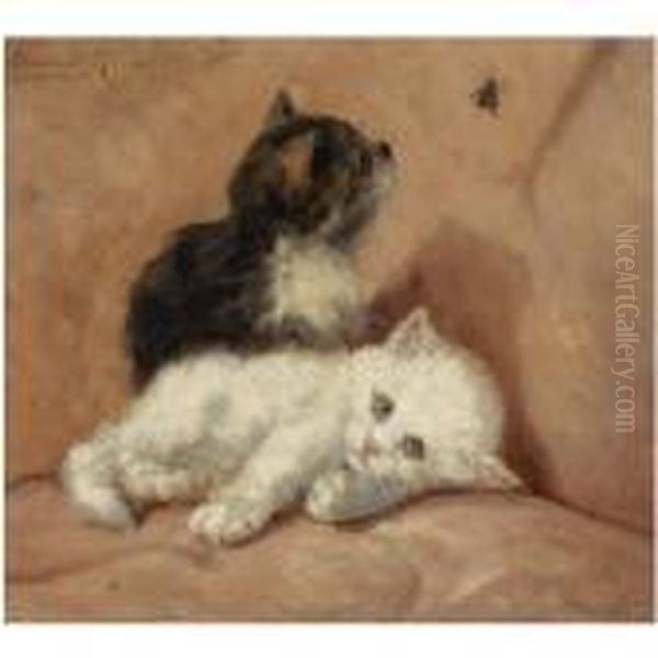 Two Kittens Oil Painting by Henriette Ronner-Knip