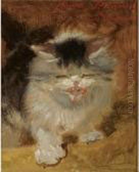 An Angry Little Kitten Oil Painting by Henriette Ronner-Knip