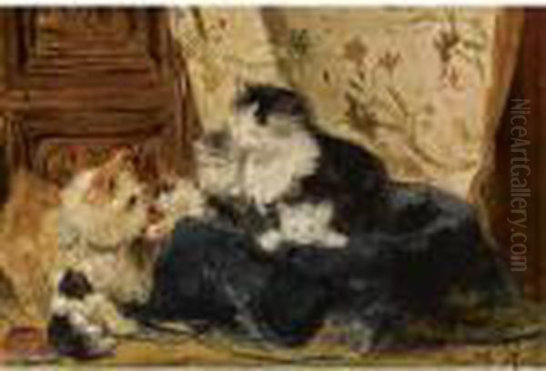 Meeting A Stranger Oil Painting by Henriette Ronner-Knip