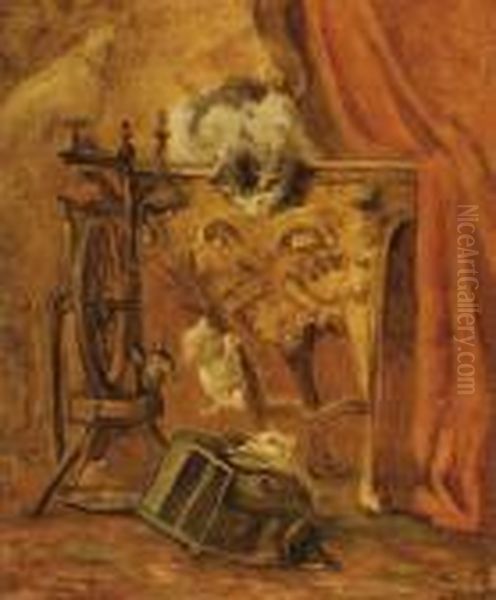 Playing Kittens Oil Painting by Henriette Ronner-Knip