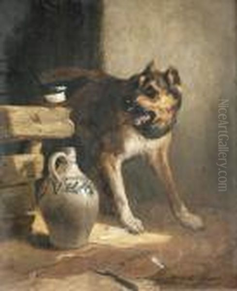 Streitbare Gesellen. Oil Painting by Henriette Ronner-Knip