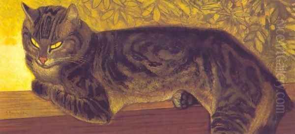 Summer: Cat on a balustrade Oil Painting by Theophile Alexandre Steinlen