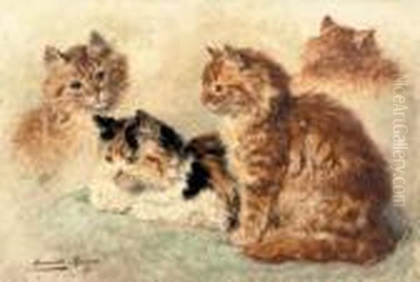 Ginger Cats - A Study Oil Painting by Henriette Ronner-Knip