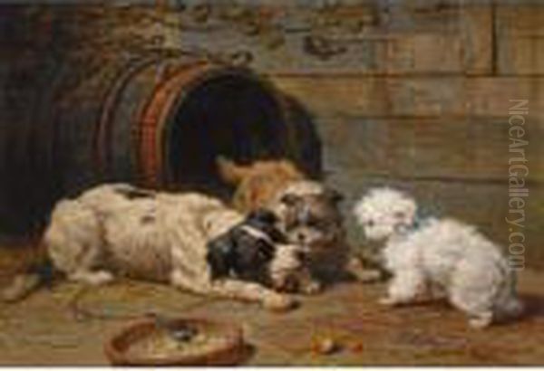 Hondenmaal Oil Painting by Henriette Ronner-Knip