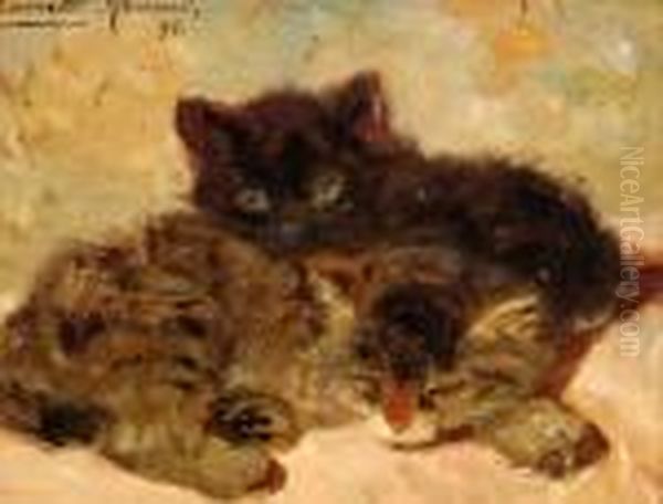 Two Kittens Oil Painting by Henriette Ronner-Knip