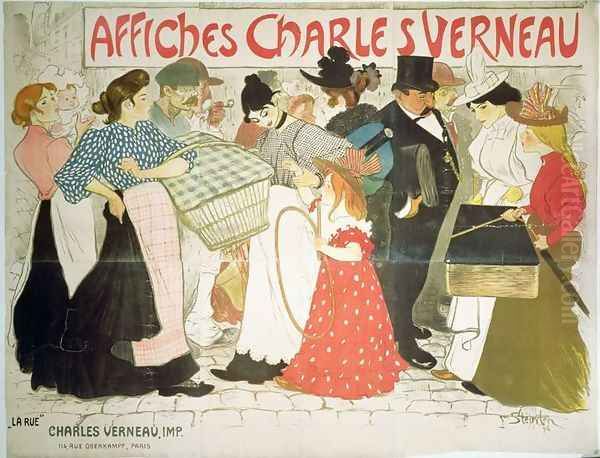 The Street, poster for the printer Charles Verneau, 1896 Oil Painting by Theophile Alexandre Steinlen