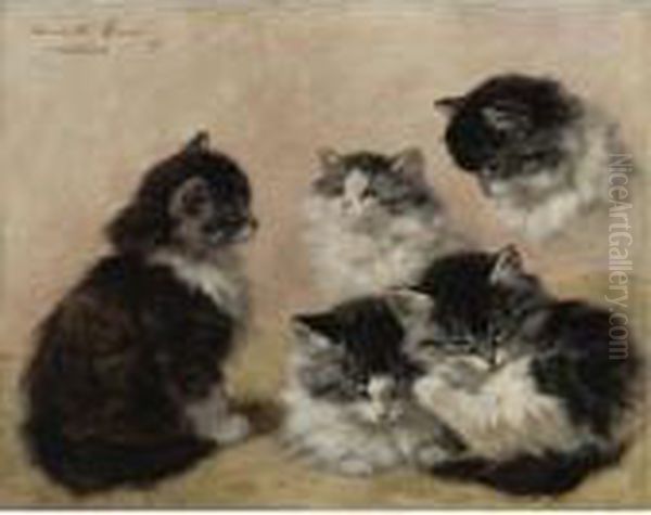 Kittens Oil Painting by Henriette Ronner-Knip