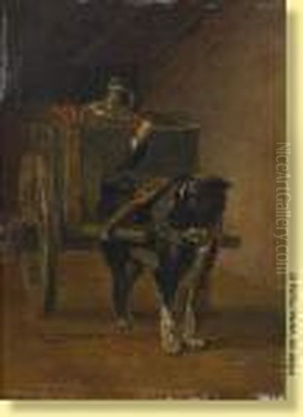 Chien Tirant Sa Charrette A Lait Oil Painting by Henriette Ronner-Knip