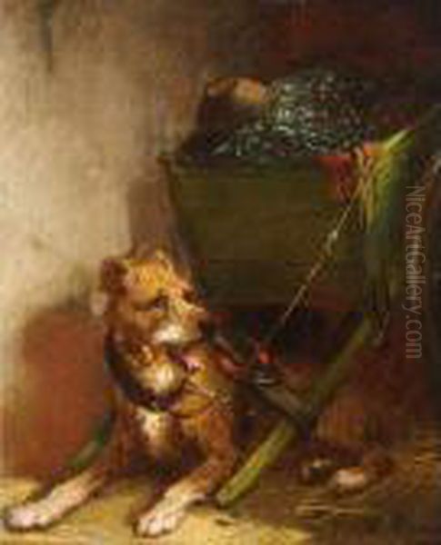 Dog Cart Oil Painting by Henriette Ronner-Knip