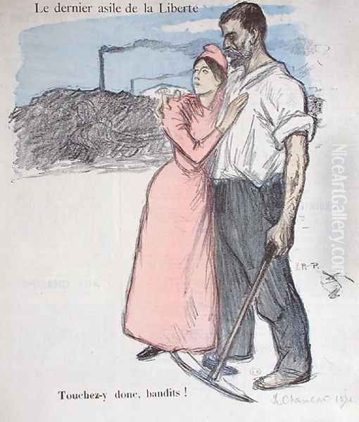 Marianne with a Worker, illustration from Le Chambard Socialiste 1891 Oil Painting by Theophile Alexandre Steinlen