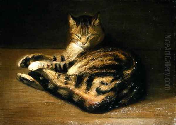 Recumbent Cat, 1898 Oil Painting by Theophile Alexandre Steinlen