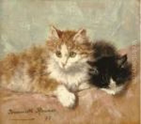 Resting Kittens Oil Painting by Henriette Ronner-Knip