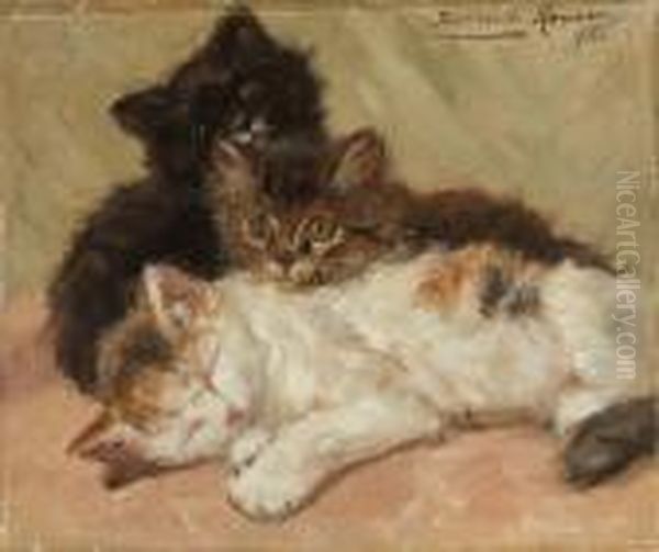 Three Kittens Oil Painting by Henriette Ronner-Knip