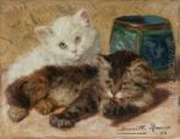 Two Kittens Oil Painting by Henriette Ronner-Knip