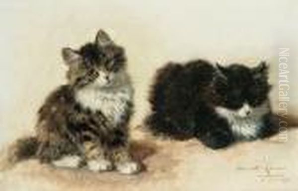 Banjo And His Brother Oil Painting by Henriette Ronner-Knip