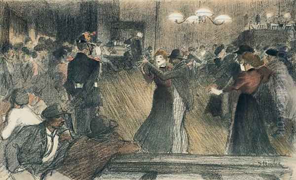 Ball at the Barriere Oil Painting by Theophile Alexandre Steinlen