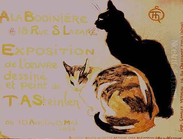 Exposition a la Bodiniere..., poster advertising an exhibition of new work, 1894 Oil Painting by Theophile Alexandre Steinlen