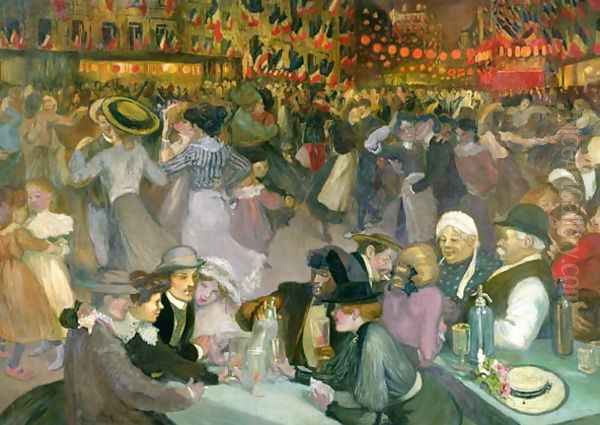 Ball on the 14th July Oil Painting by Theophile Alexandre Steinlen