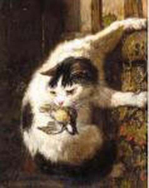 Caught! Oil Painting by Henriette Ronner-Knip