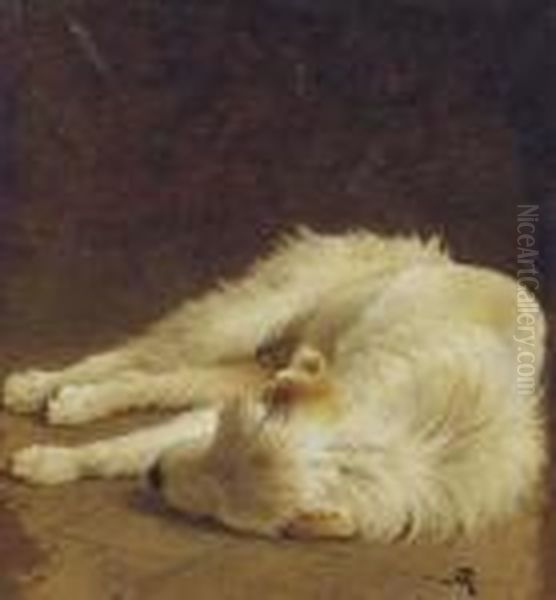 Taking A Nap Oil Painting by Henriette Ronner-Knip