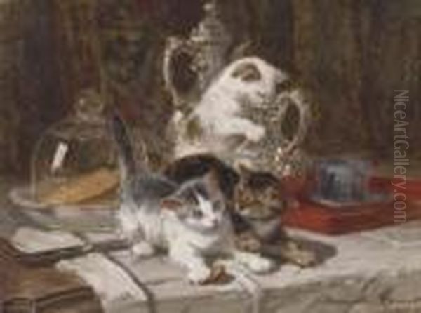 Katjesspel - A Study Oil Painting by Henriette Ronner-Knip