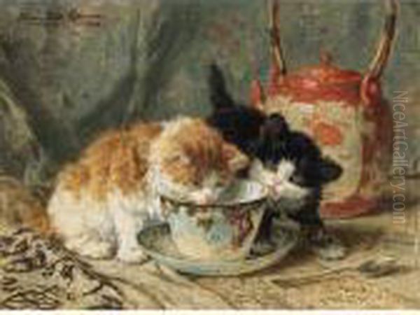 Tea Time Oil Painting by Henriette Ronner-Knip