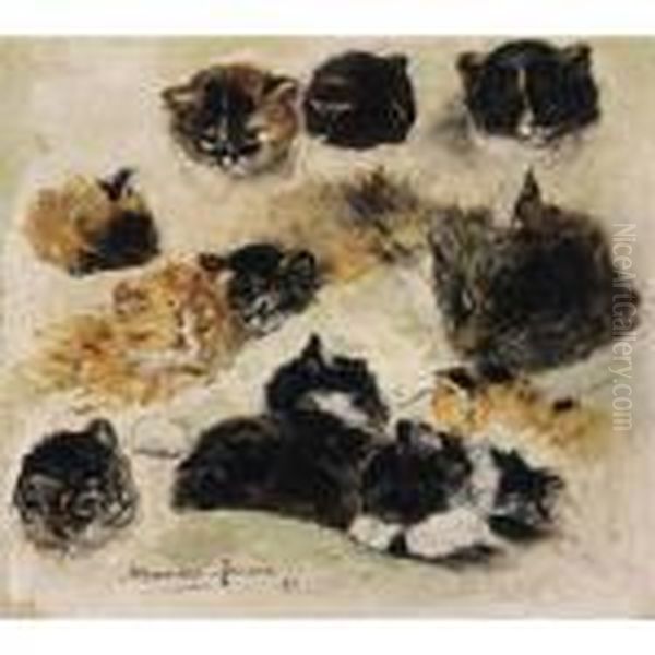 A Study Of Cats Oil Painting by Henriette Ronner-Knip