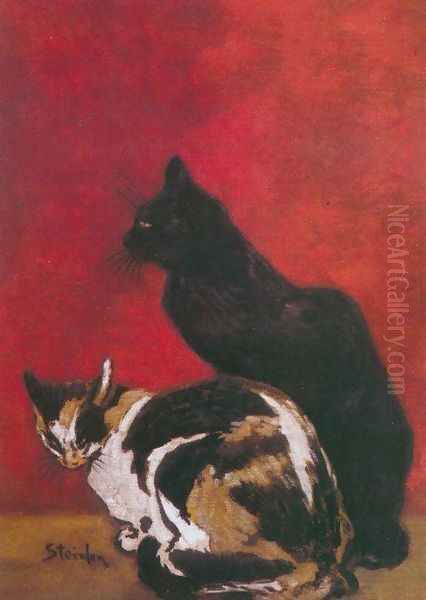 Les Chats - The Cats I Oil Painting by Theophile Alexandre Steinlen