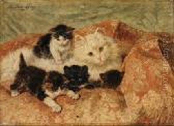 A Happy Family Oil Painting by Henriette Ronner-Knip