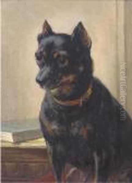 An Attentive Look Oil Painting by Henriette Ronner-Knip