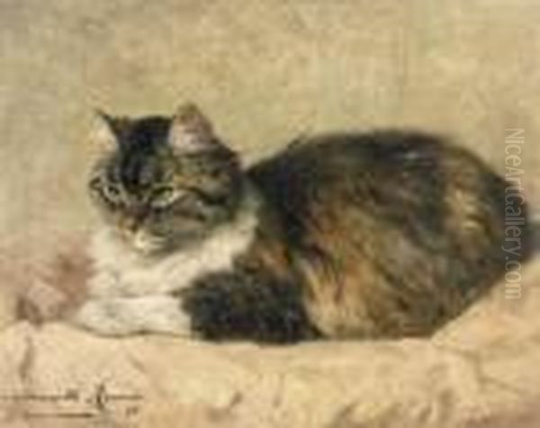 Purring With Content Oil Painting by Henriette Ronner-Knip