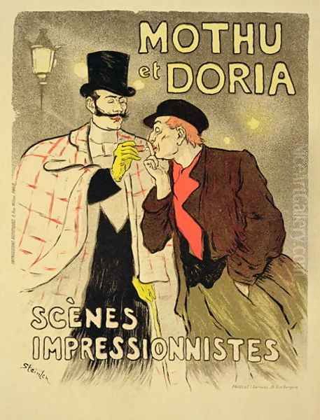 Reproduction of a poster advertising Mothu and Doriain impressionist scenes, 1893 Oil Painting by Theophile Alexandre Steinlen