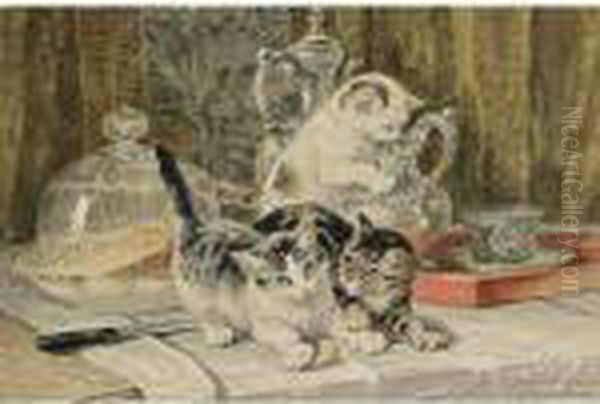 Lunch Time Oil Painting by Henriette Ronner-Knip