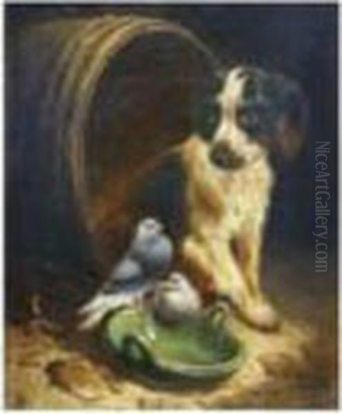 Best Friends Oil Painting by Henriette Ronner-Knip