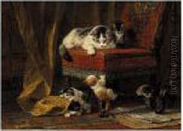 Mother's Pride Oil Painting by Henriette Ronner-Knip