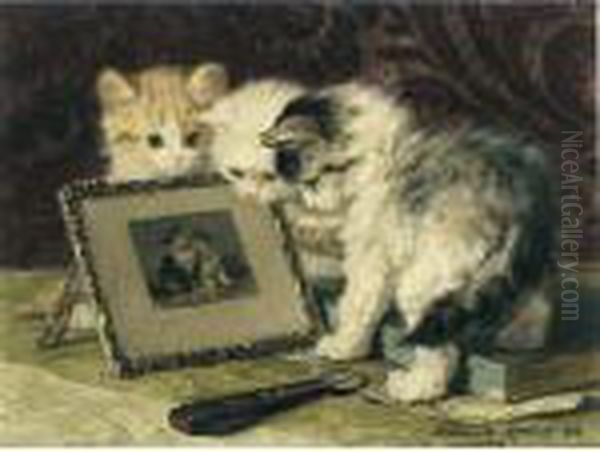 Three Curious Kittens Oil Painting by Henriette Ronner-Knip