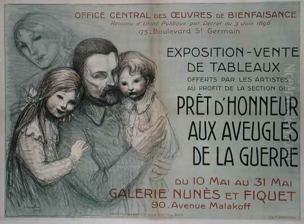 Poster advertising an art sale in aid of blinded soldiers, 1917 Oil Painting by Theophile Alexandre Steinlen