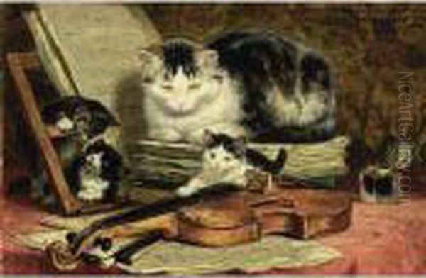 The Violin Lesson Oil Painting by Henriette Ronner-Knip